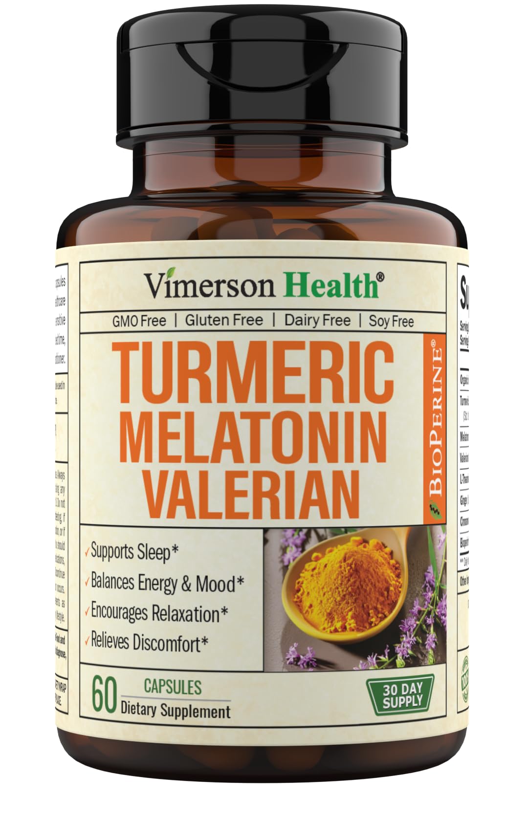 Turmeric, Melatonin & Valerian Root Sleep Aid Supplement. Natural Sleep Aid for Adults