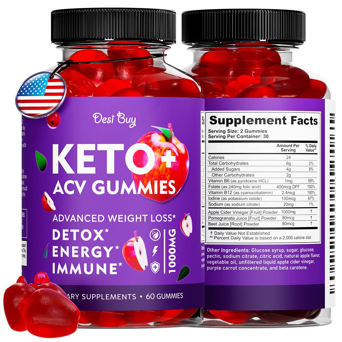 Desi Buy Keto ACV Gummies Advanced Weight Loss Formula 60 Count