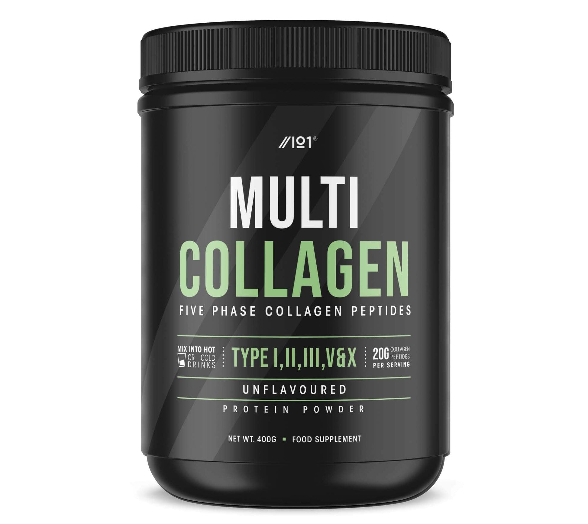 Multi Collagen Protein Powder (400g) - Types I, II, III, V & X - Hydrolyzed Grass Fed Bovine, Wild Caught Fish