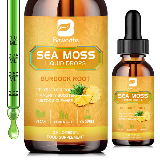 B BEWORTHS Sea Moss Liquid Drops - Organic Irish Sea Moss Gel with Burdock Root 