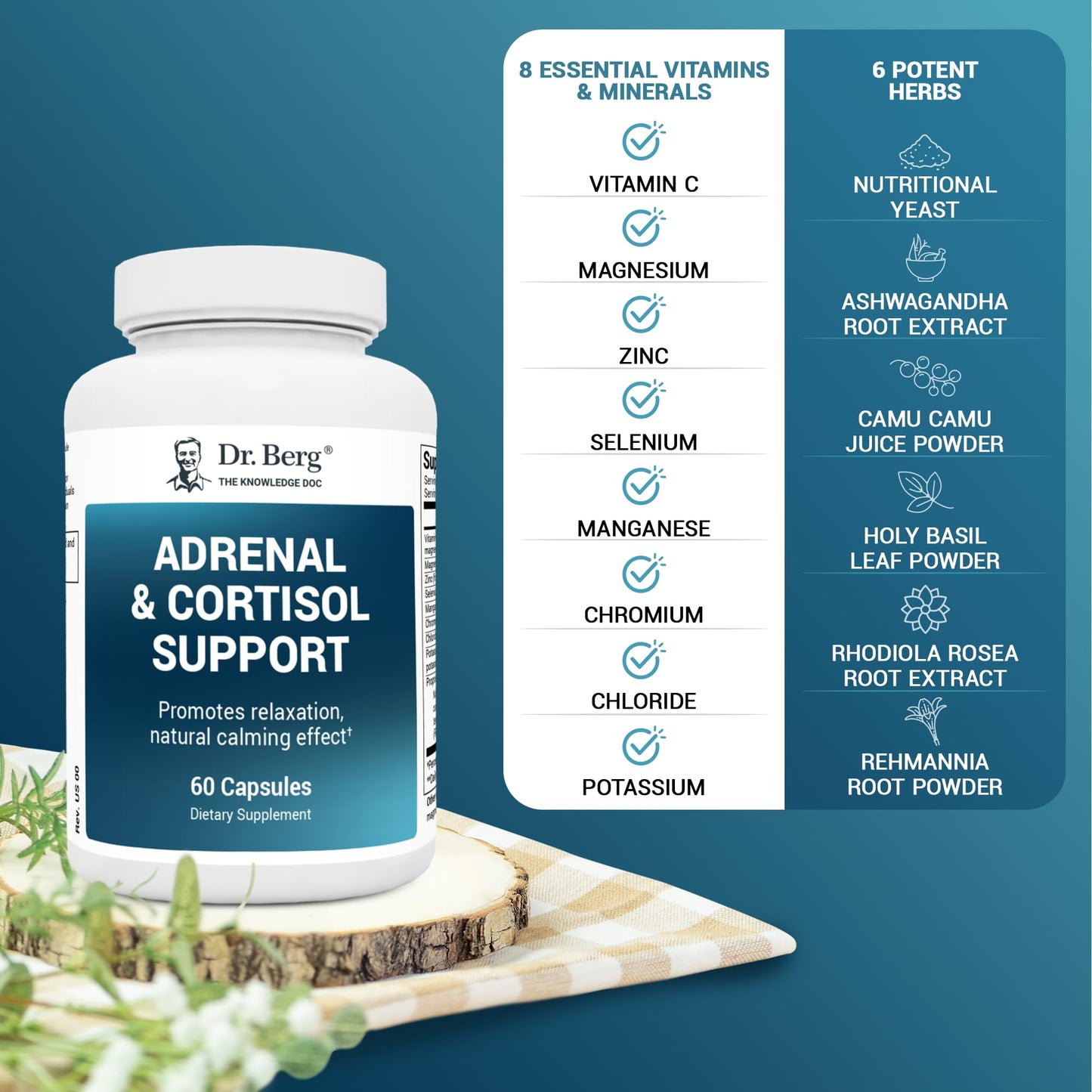 Dr. Berg Adrenal & Cortisol Supplement New Formula - Adrenal Supplement & Cortisol