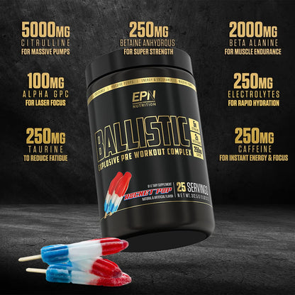 BALLISTIC Pre Workout | #1 New Pre Workout Powder w/ Nitric Oxide Booster, Electrolytes