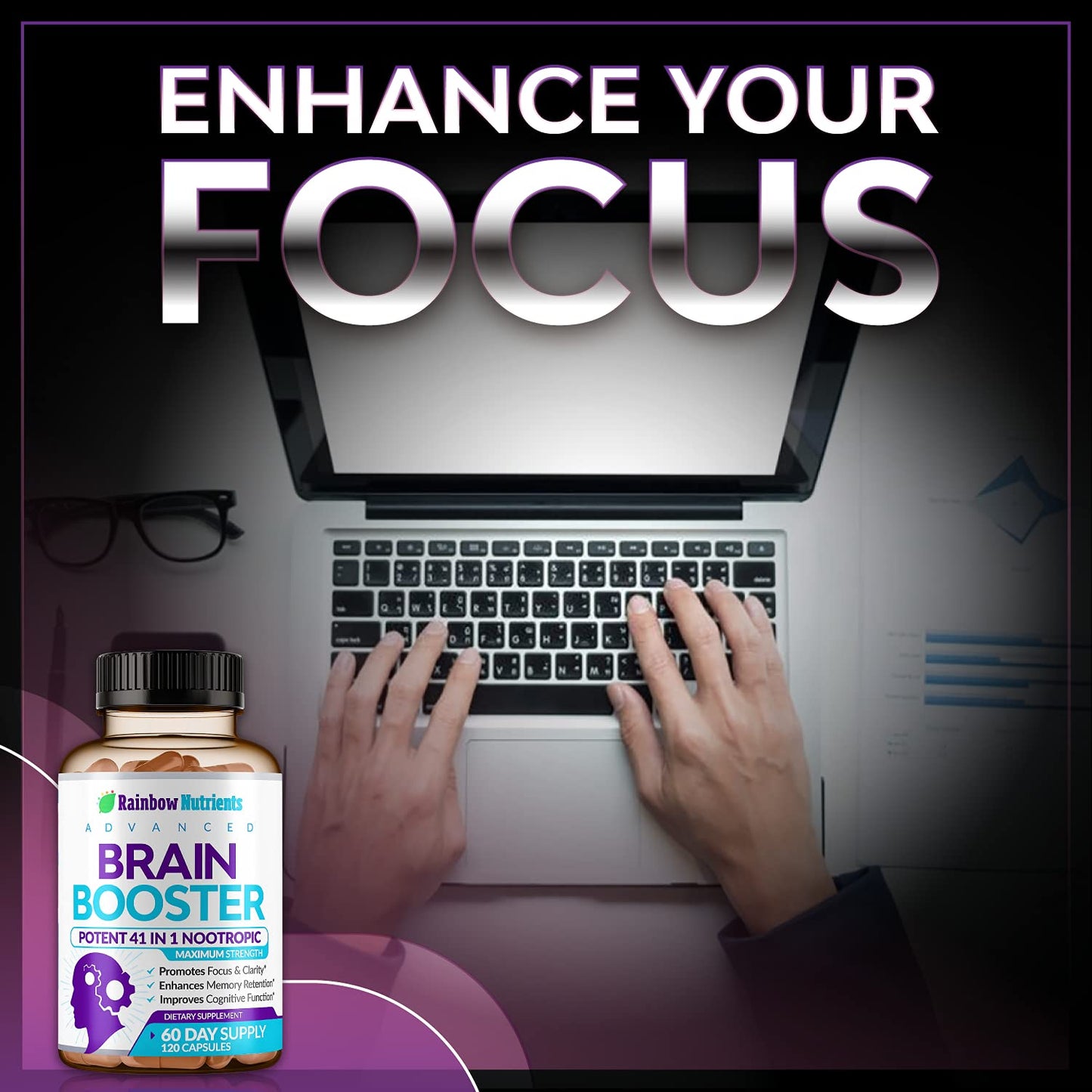 40-in-1 Brain Booster Supplements for Memory, Focus, Clarity, Energy, Performance