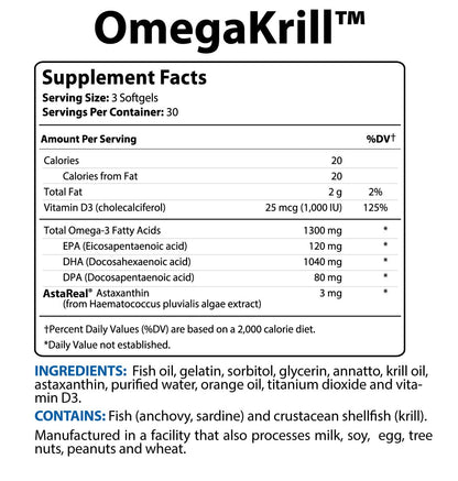 BioTrust OmegaKrill EPA & DHA Omega 3 Supplement, Fish and Krill Oil to Provide