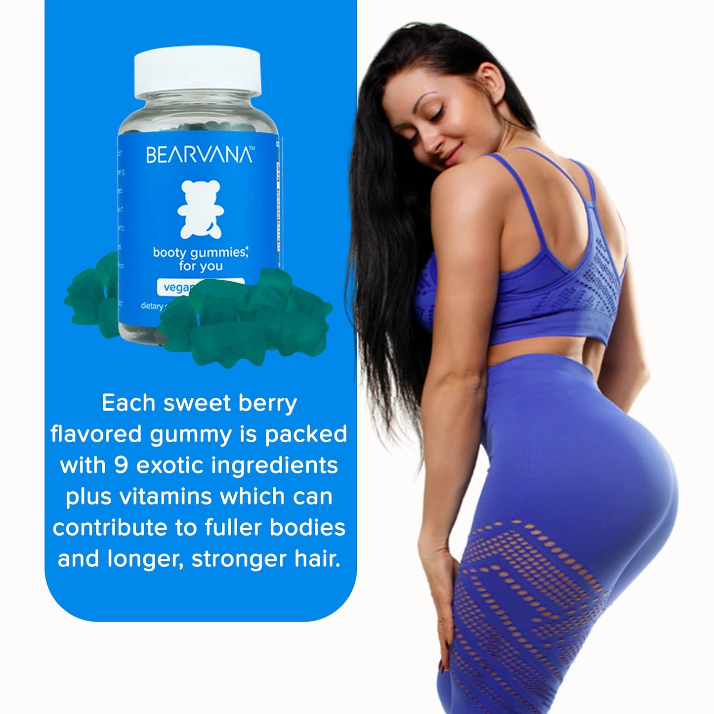 BEARVANA Bum Gummies - Workout Support for Women, Berry Flavored, Essential Herbs