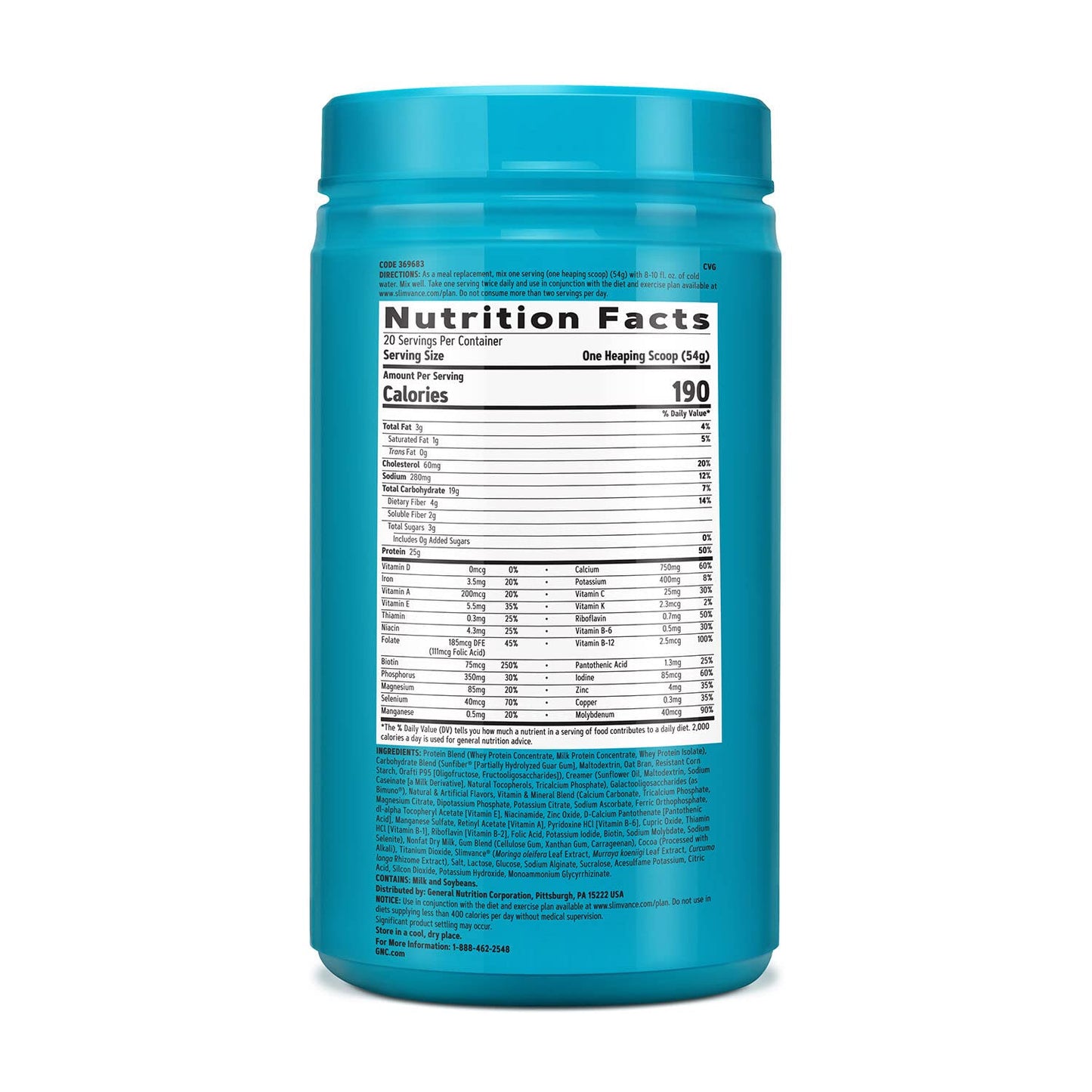 GNC Total Lean Shake + Slimvance | Caffeine Free Protein Powder, Helps Reduce Body