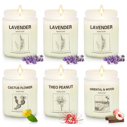 6 Pack Scented Candles, Aromatherapy Candles Gifts Set for Women, 42.6 oz 300 Hour Long Lasting