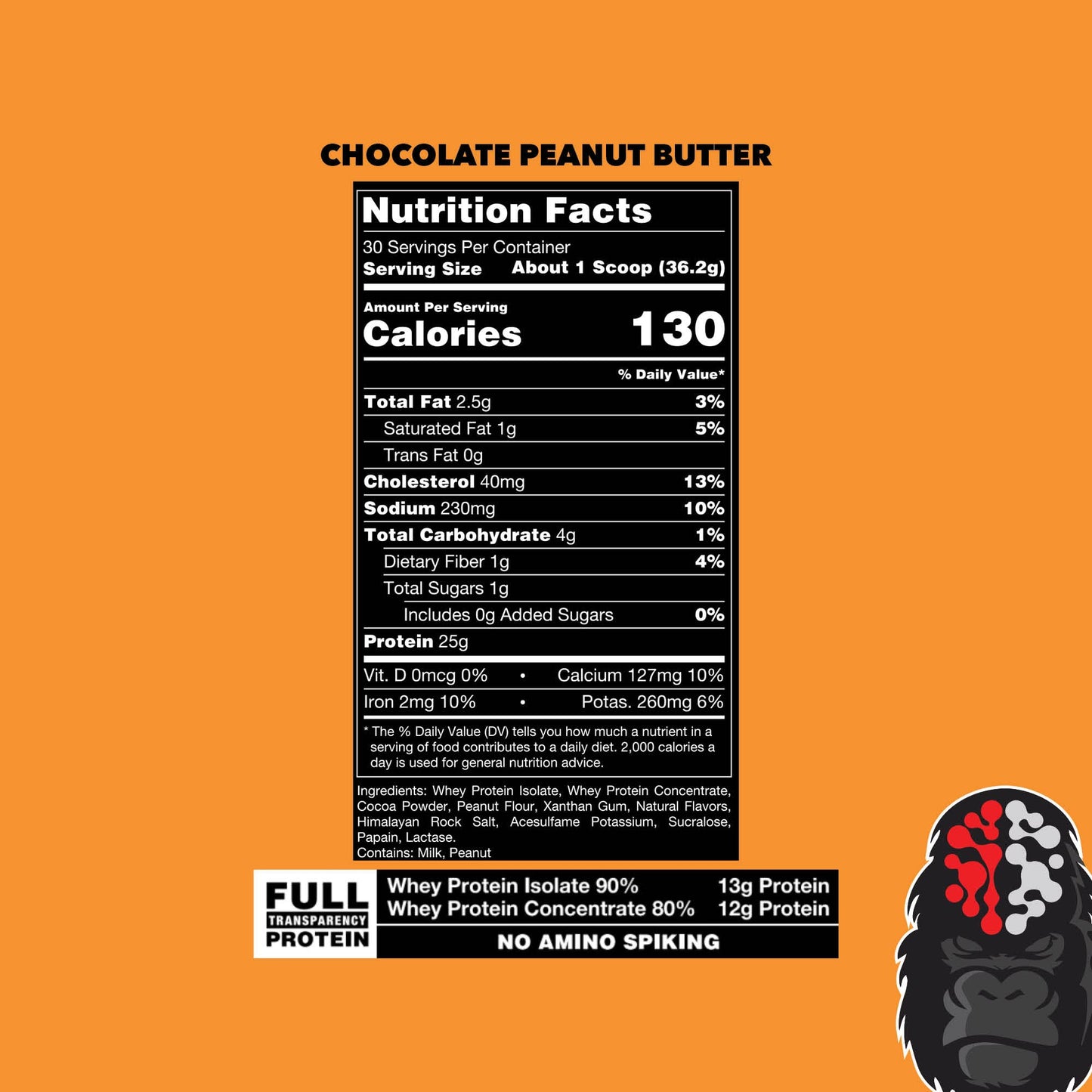 Gorilla Mode Premium Whey Protein - Chocolate Peanut Butter / 25 Grams of Whey