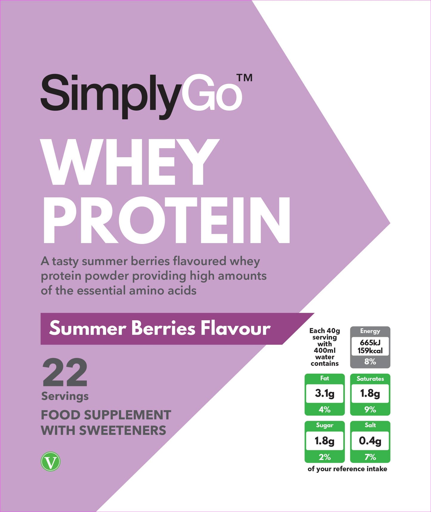 SimplyGo Whey Protein Powder | 900g | Simply Add 30g to Water, Juice or Shakes