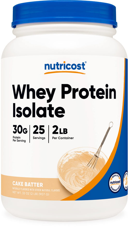 Nutricost Whey Protein Isolate Powder (Cake Batter, 2LBS)