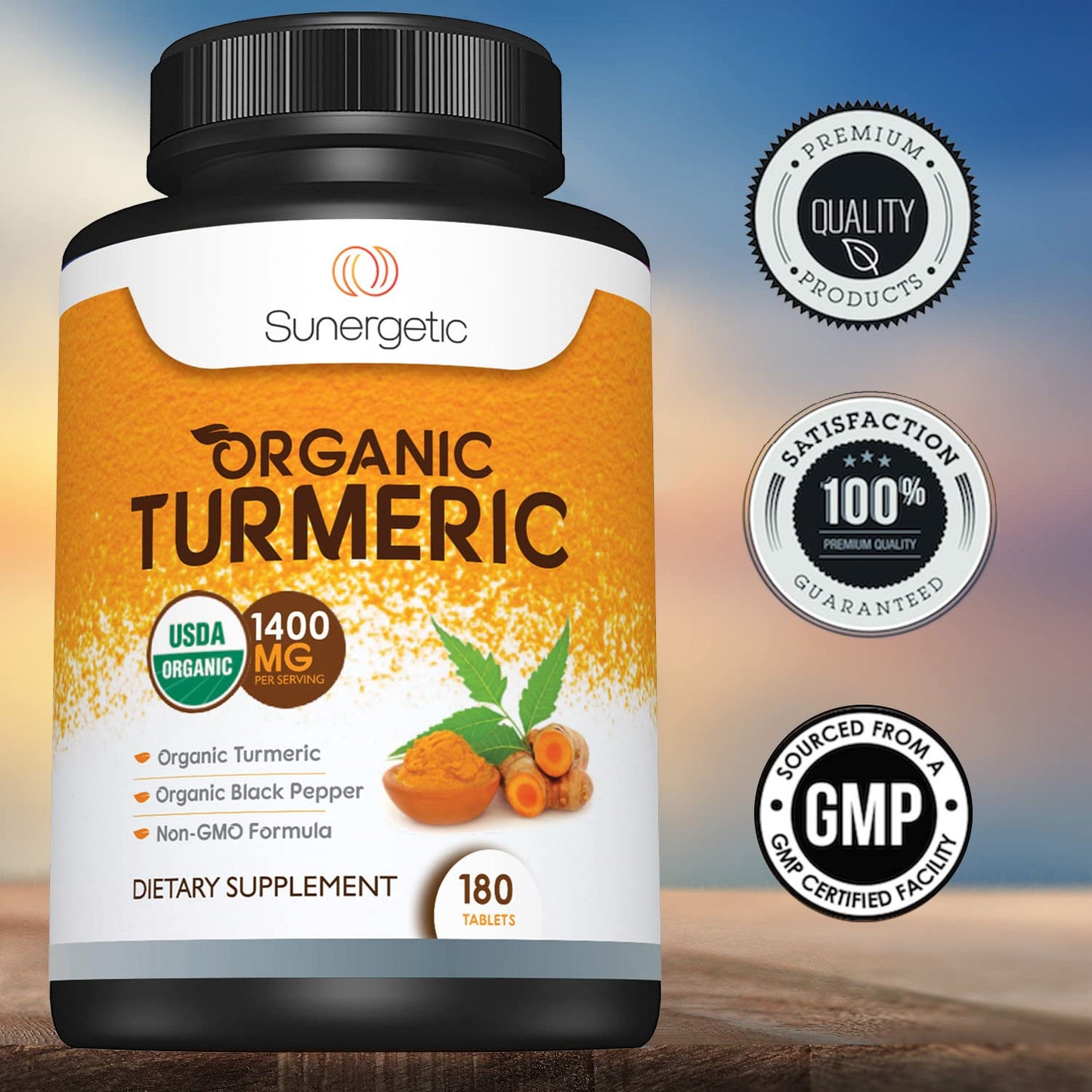 Sunergetic USDA Certified Organic Turmeric Supplement – Includes Organic Turmeric