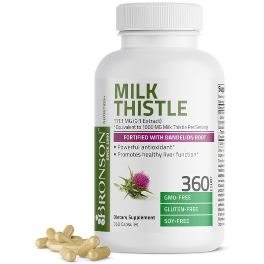 Bronson Milk Thistle Silymarin Marianum & Dandelion Root Liver Health Support