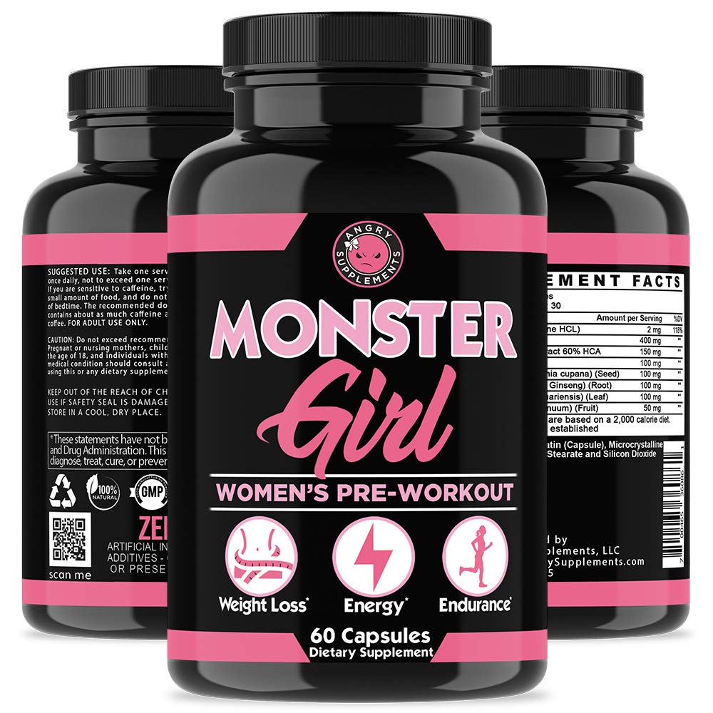 Angry Supplements Monster Girl, Women’s Pre-Workout + Recovery, Apple Cider Vinegar