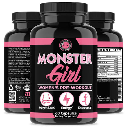 Angry Supplements Monster Girl, Women’s Pre-Workout + Recovery, Apple Cider Vinegar