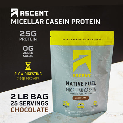 Ascent Casein Protein Powder - 25g Micellar Casein Powder with Zero Artificial Flavors