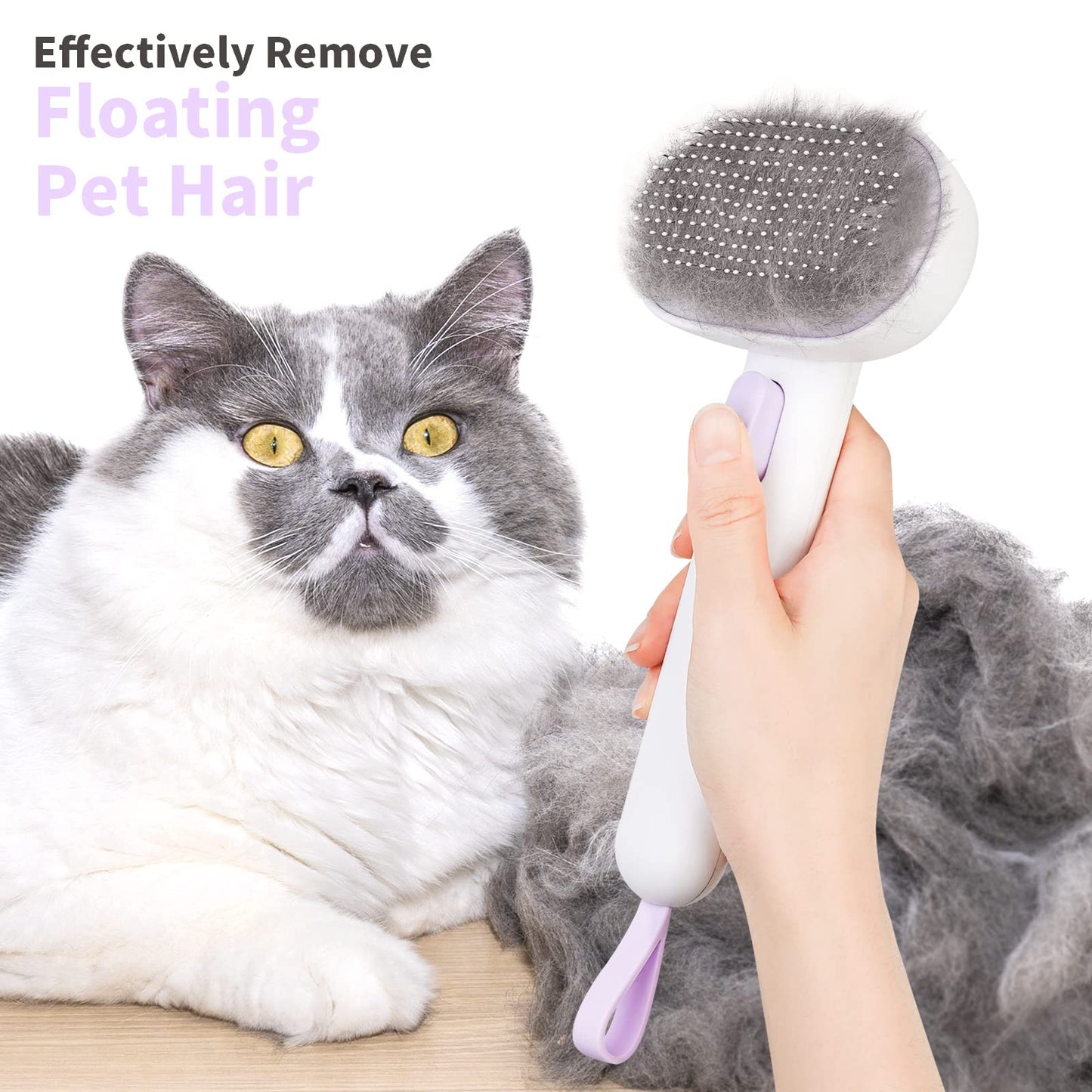 aumuca Cat Brush with Release Button, Cat Brushes for Indoor Cats Shedding, Cat Brush