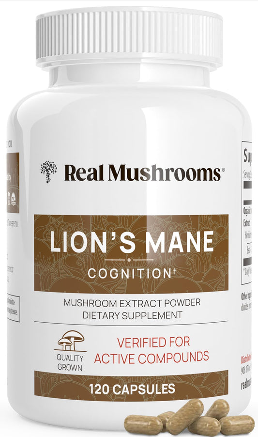 Lions Mane Mushroom Cognition Capsules (120 Capsules) Lions Mane Mushroom Powder