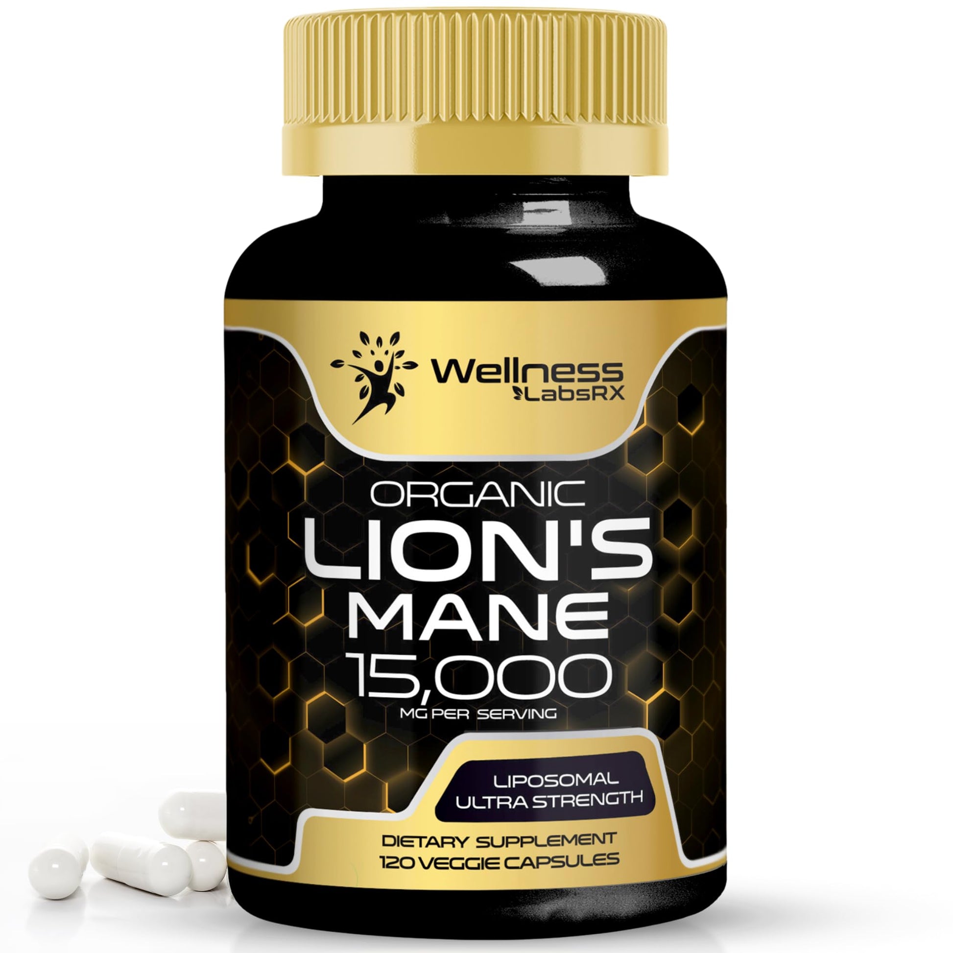 Lions Mane Supplement Capsules - 120 Count - Mushroom Supplement, Brain Supplements 