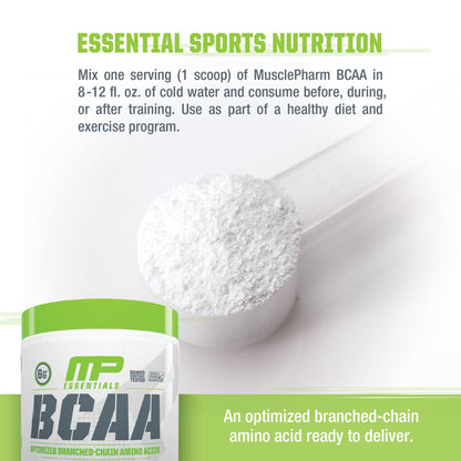 MusclePharm Essentials BCAA Powder, Pre & Post Workout Recovery Drink, Supports