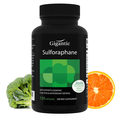 GIGANTIC Sulforaphane + Myrosinase 10mg (120 Capsules) - Includes Vitamin C