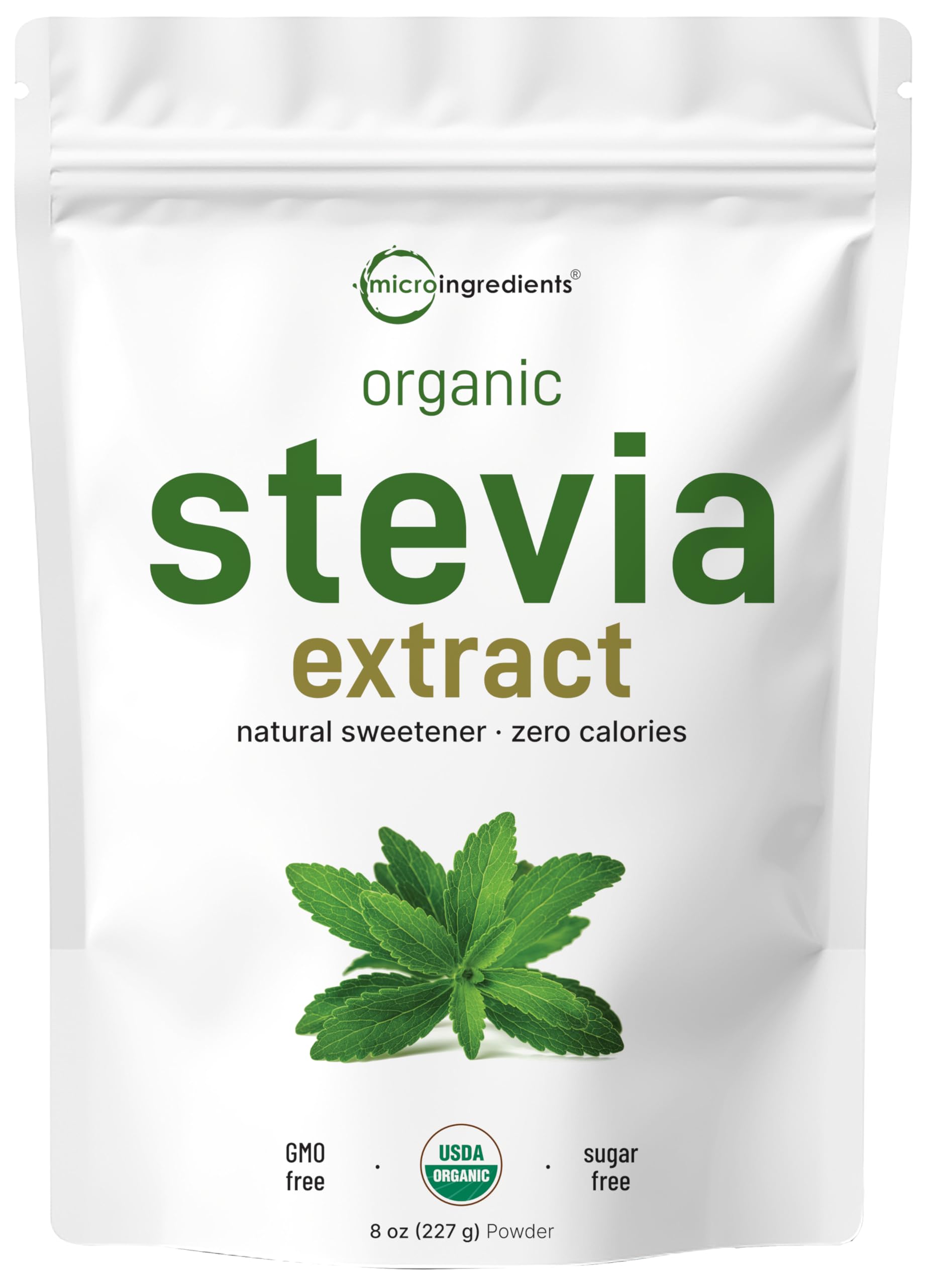 Pure Organic Stevia Powder, 8 Ounces, 1418 Serving, High Grade Stevia Green 