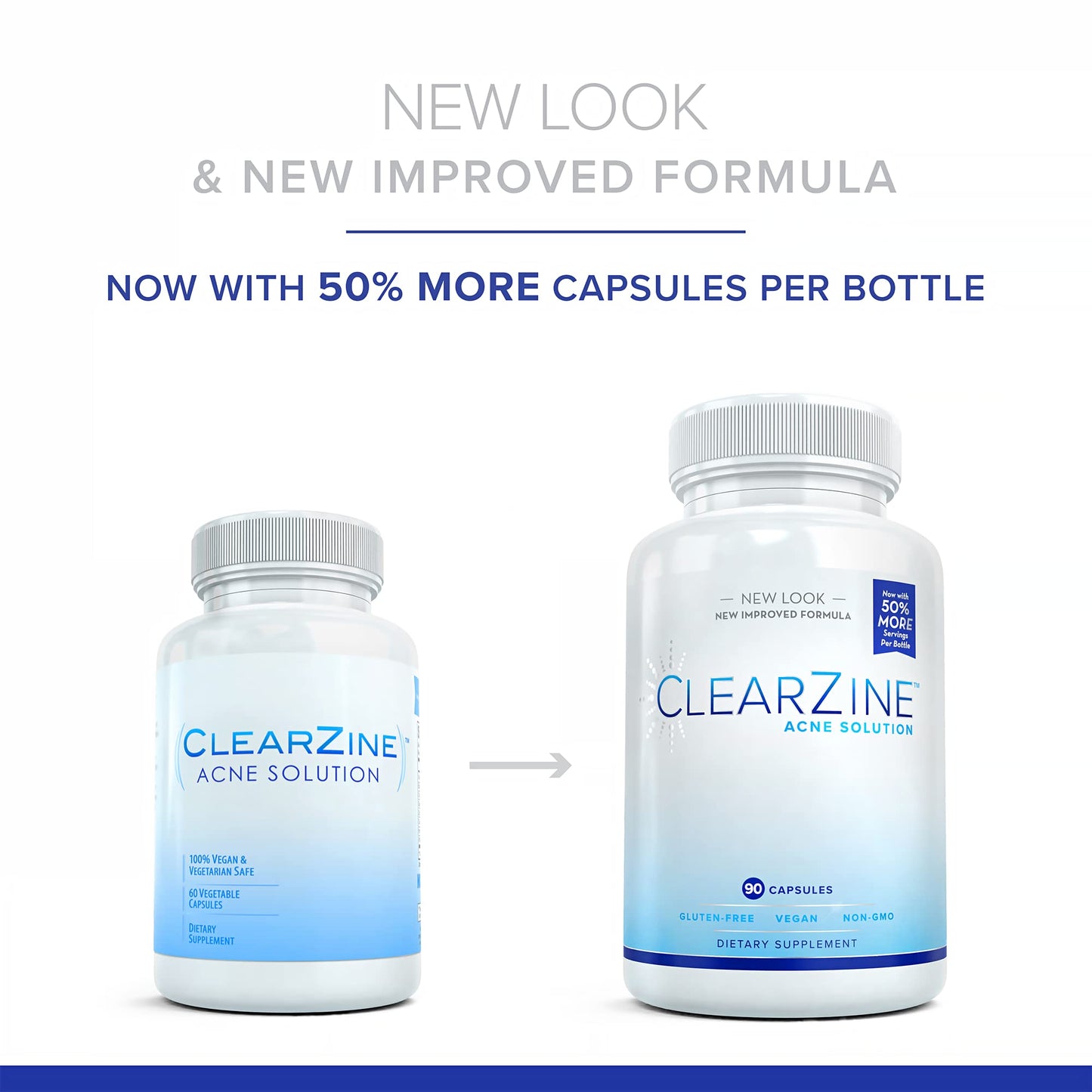 ClearZine Acne Pills for Teens & Adults (3 Bottles) | Clear Skin Supplement, Vitamins