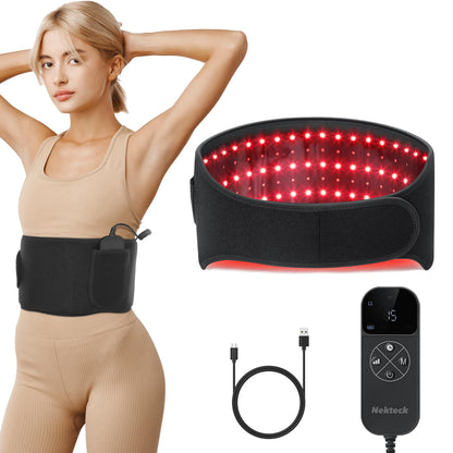 Nekteck Red Light Therapy Belt for Body, Wireless Near-Infrared Light Pad for Pain Relief, Inflammation