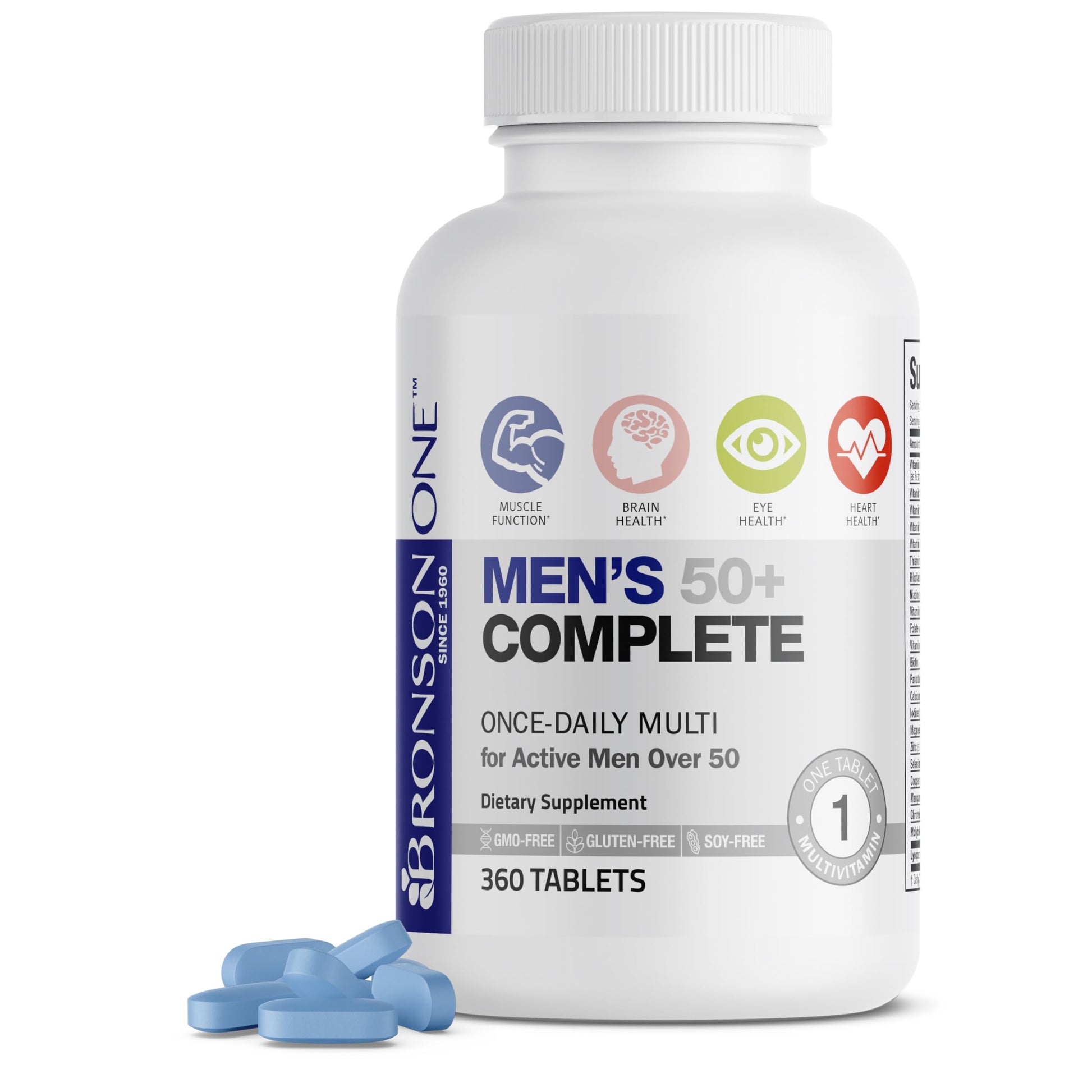 Bronson ONE Daily Mens 50+ Complete Multivitamin Multimineral, 360 Tablets