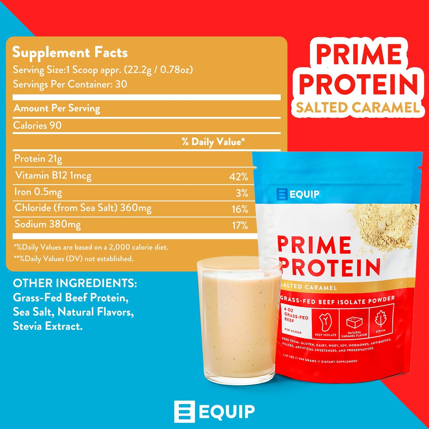 Equip Foods Prime Protein - Grass Fed Beef Protein Powder Isolate - Paleo and Keto