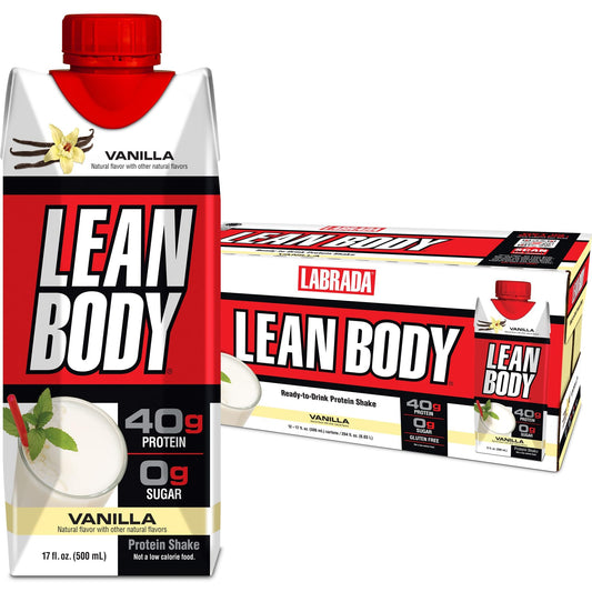 Lean Body Ready-to-Drink Vanilla Protein Shake, 40g Protein, Whey Blend, 0 Sugar, Gluten 