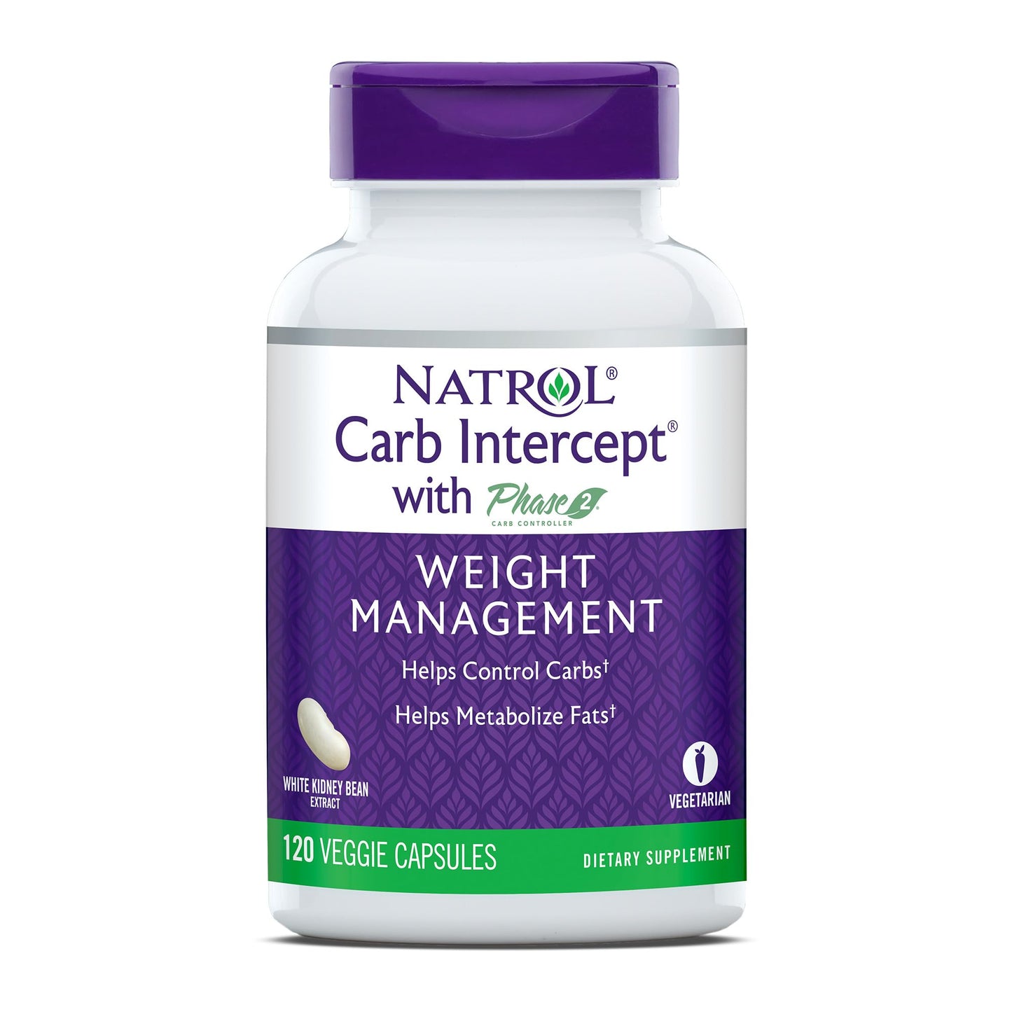 Natrol Carb Intercept Capsules with White Kidney Bean Extract - Controls Carbs, Metabolize