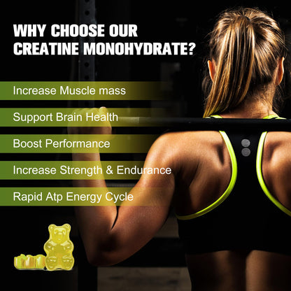 Alliwise Creatine Monohydrate Gummy for Men & Women, Sugar-Free Creatine Monohydra