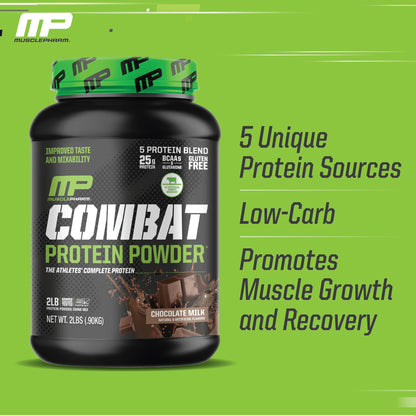 Muscle Pharm Combat Protein Powder, Fuels Muscles for Productive Workouts, 5 Protein