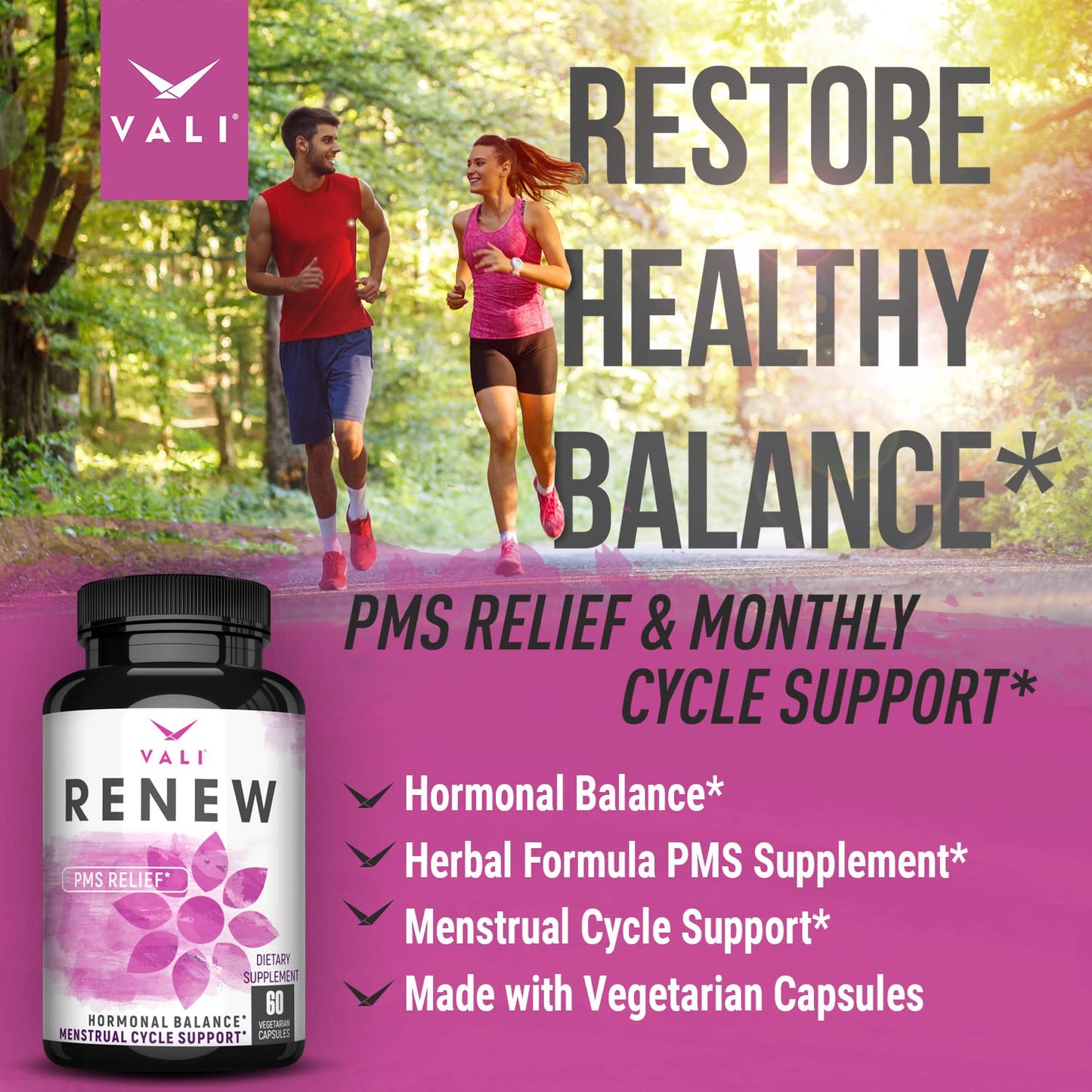 VALI Renew PMS Relief Supplement. Women’s Menstrual Cycle Support. Herbal Formula