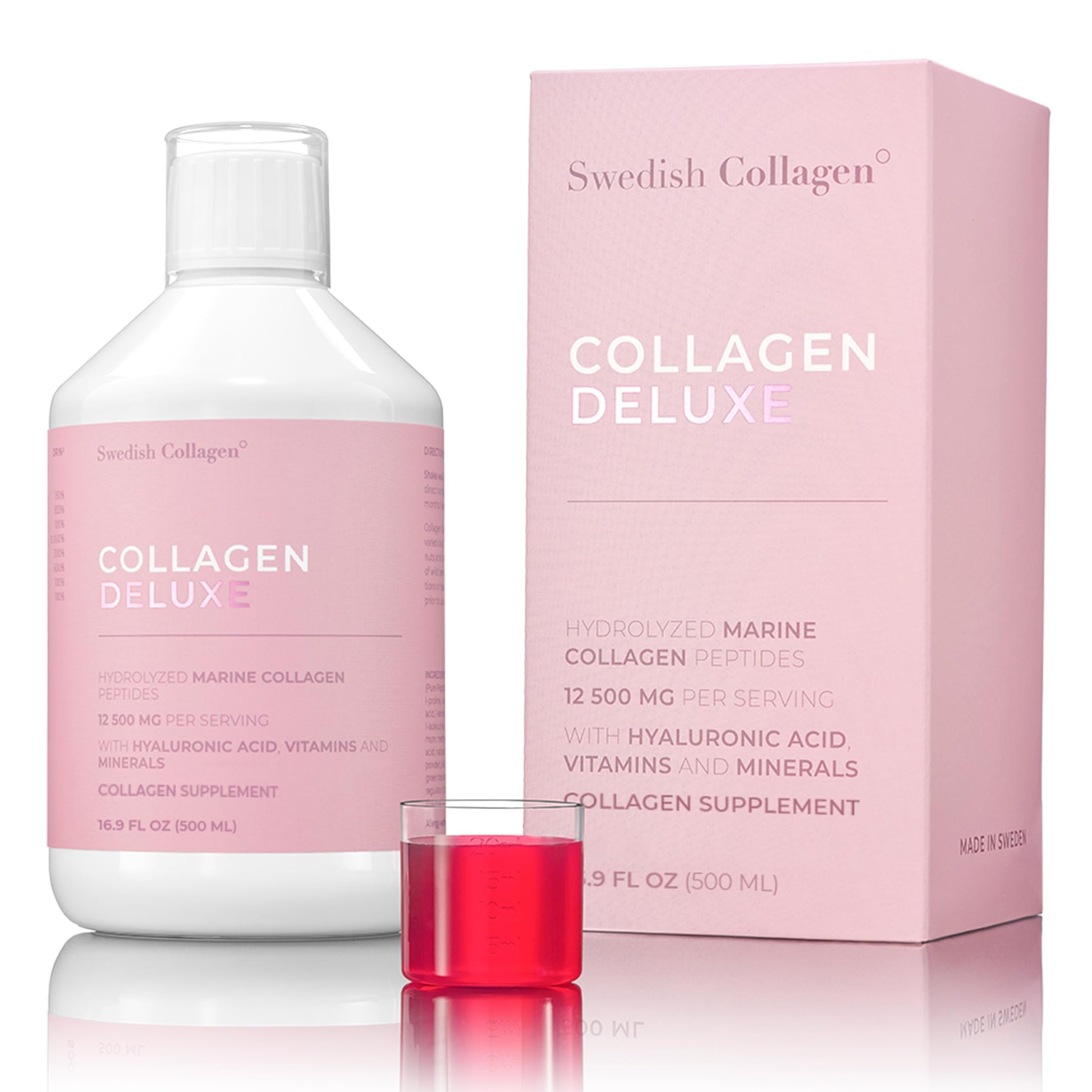 Swedish Collagen - 12500mg Collagen Deluxe 500ml I Hydrolyzed Marine Collagen Peptides (Type I & III)