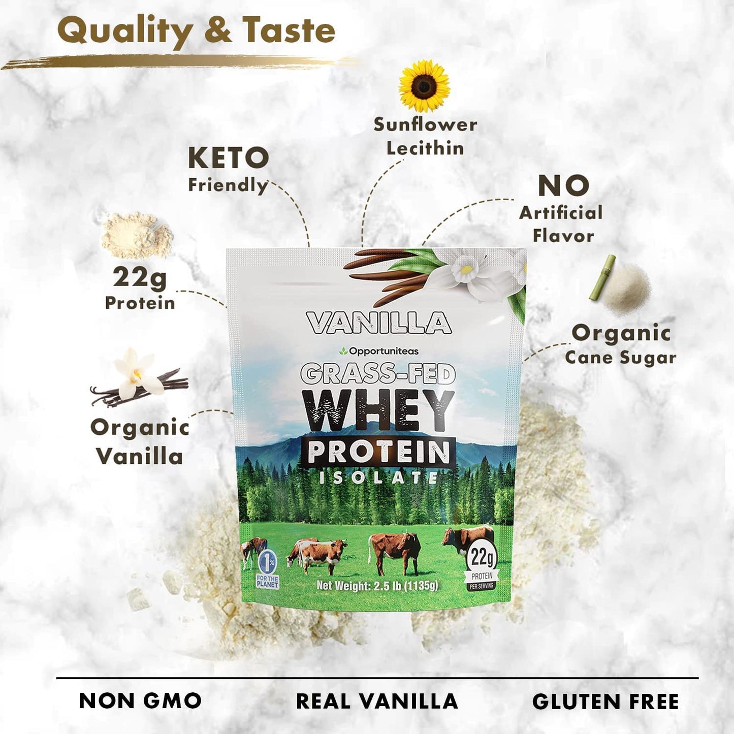 Opportuniteas Chocolate & Vanilla Whey Protein Powder Bundle - Grass Fed Whey Isolate