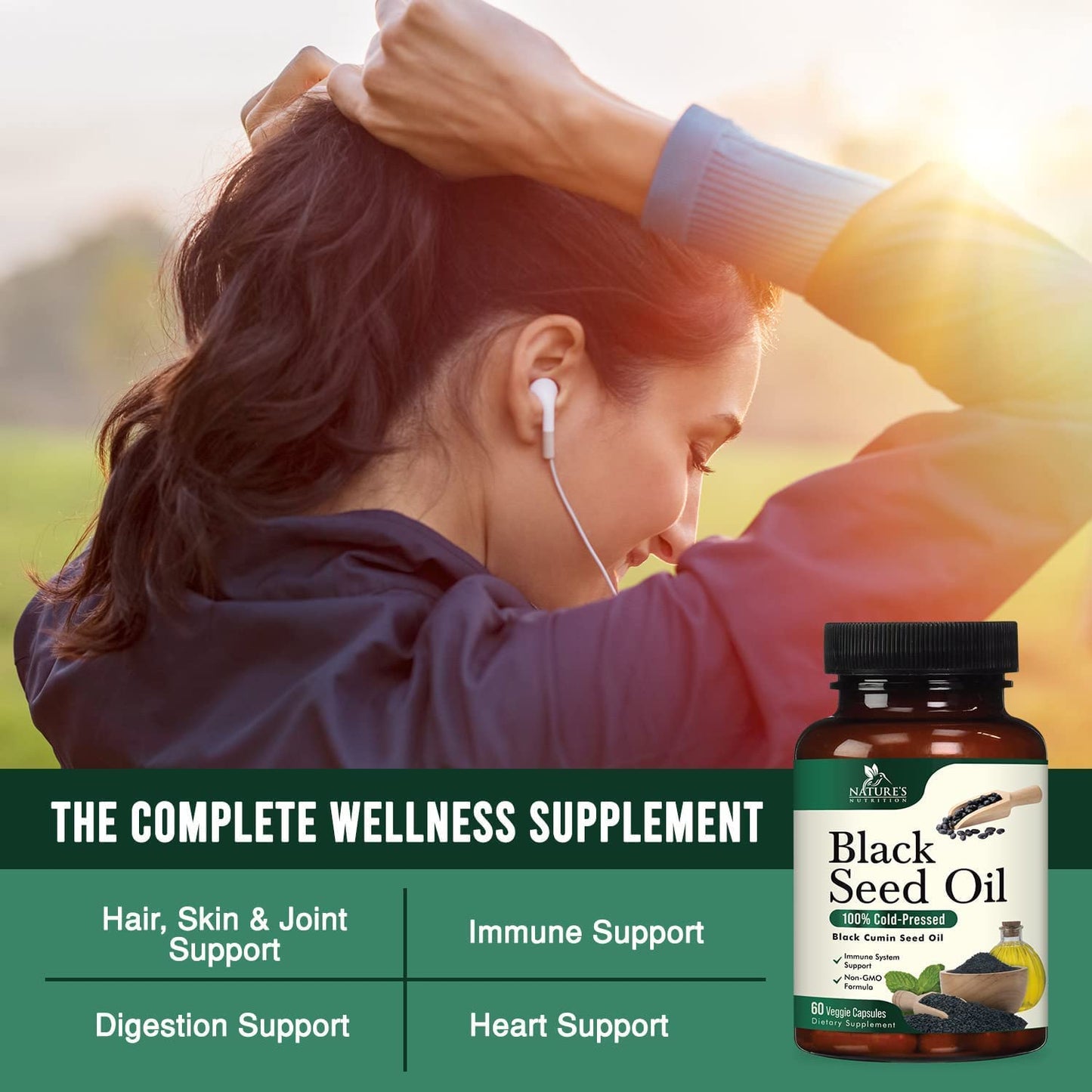 Black Seed Oil Capsules 1000mg - Vegan Cold-Pressed Nigella Sativa Black Seed Oil