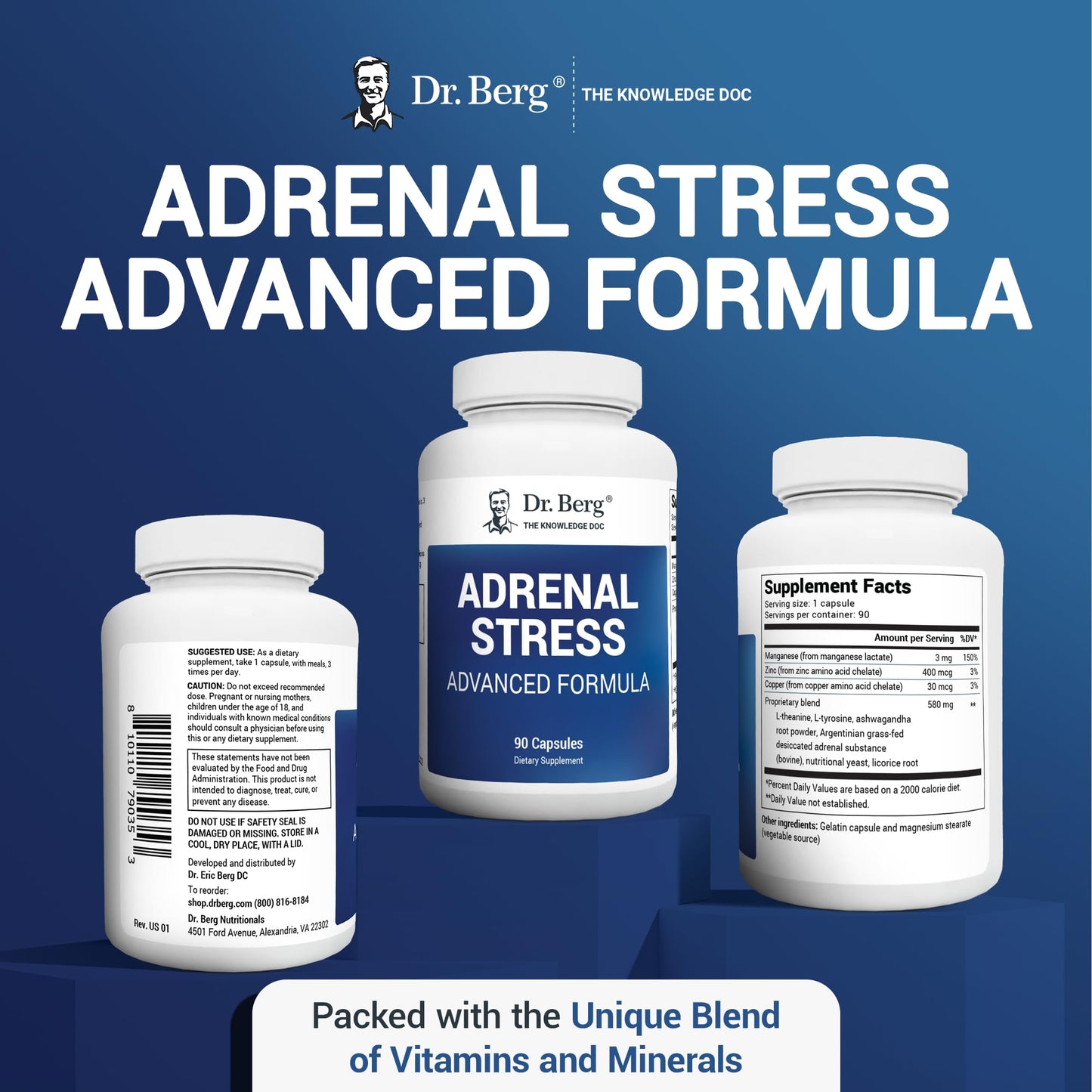 Dr. Berg’s Adrenal Stress Advanced Formula - Adrenal Support Supplements for Stress