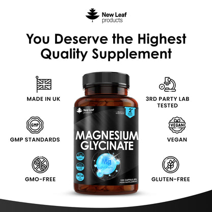 Magnesium Glycinate Supplements - 1040mg of Magnesium - 120 High Strength Capsules