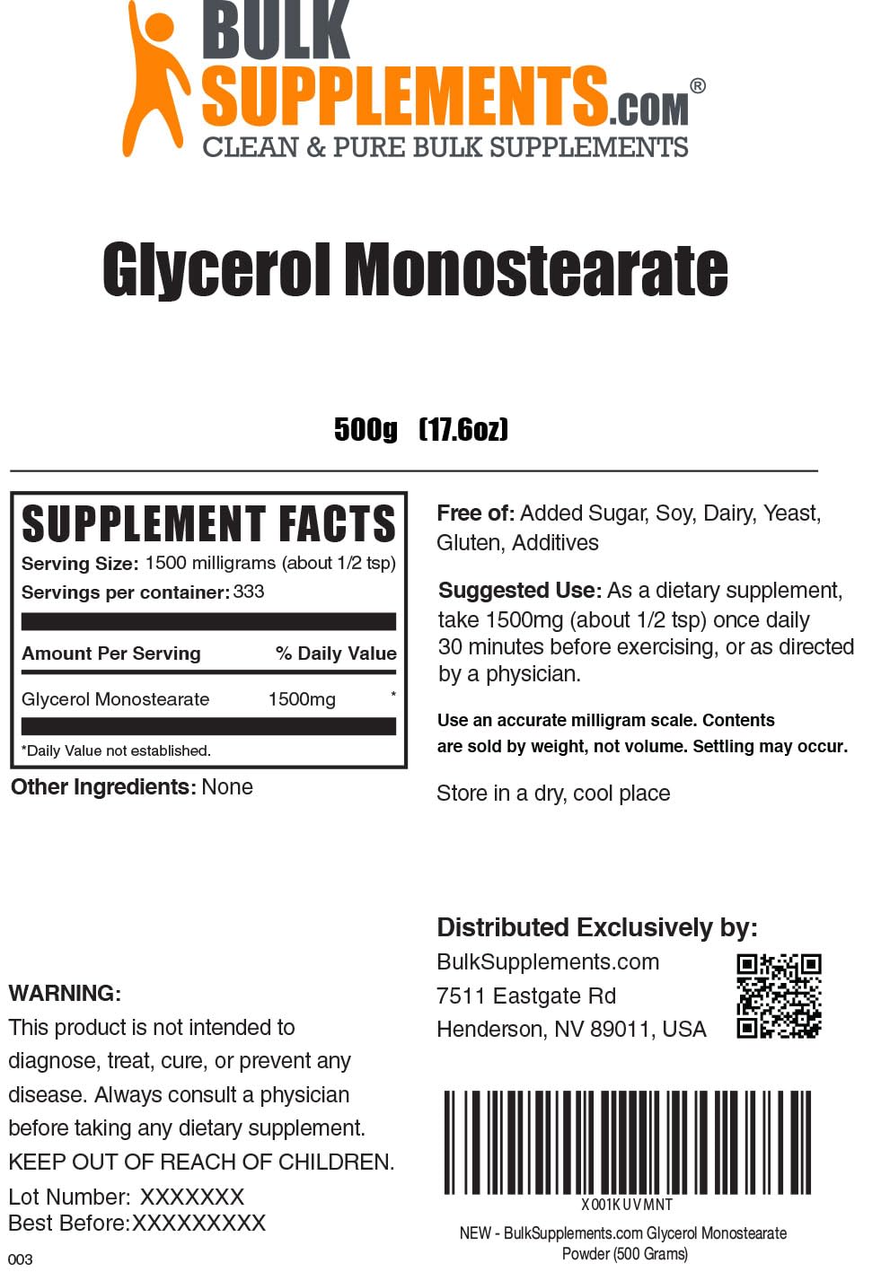 BULKSUPPLEMENTS.COM Glycerol Monostearate Powder - Glycerol Powder