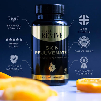 YES2 REVIVE Marine Collagen Capsules - Enhanced with Hyaluronic Acid Vitamin C & E Skin Rejuvenate