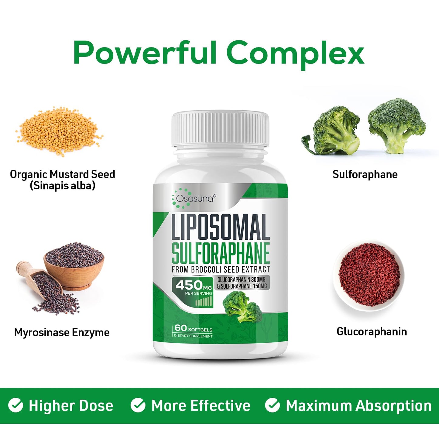 Osasuna Liposomal Sulforaphane 450MG, Maximum Absorption, Glucoraph