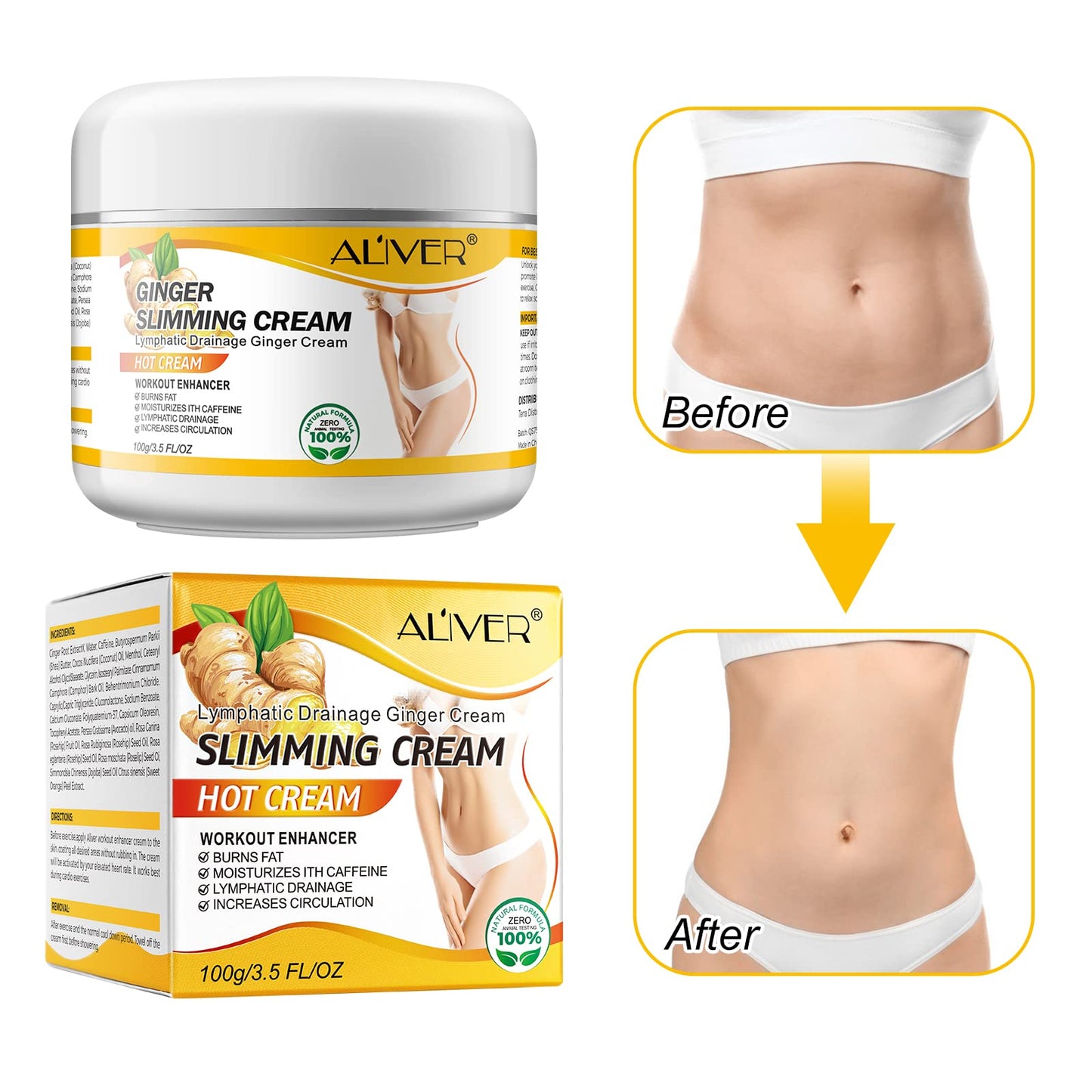 VOGSIG Anti Cellulite Slimming Cream Gel, Hot Cream, Ginger Fat Burning Weight Loss Full