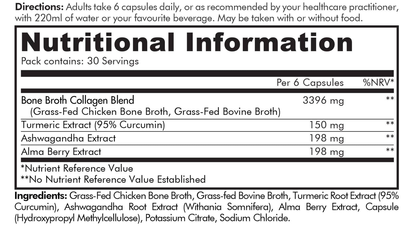 Codeage Bone Broth Collagen Capsules Grass Fed - Pasture Raised Chicken Bone Broth Collagen