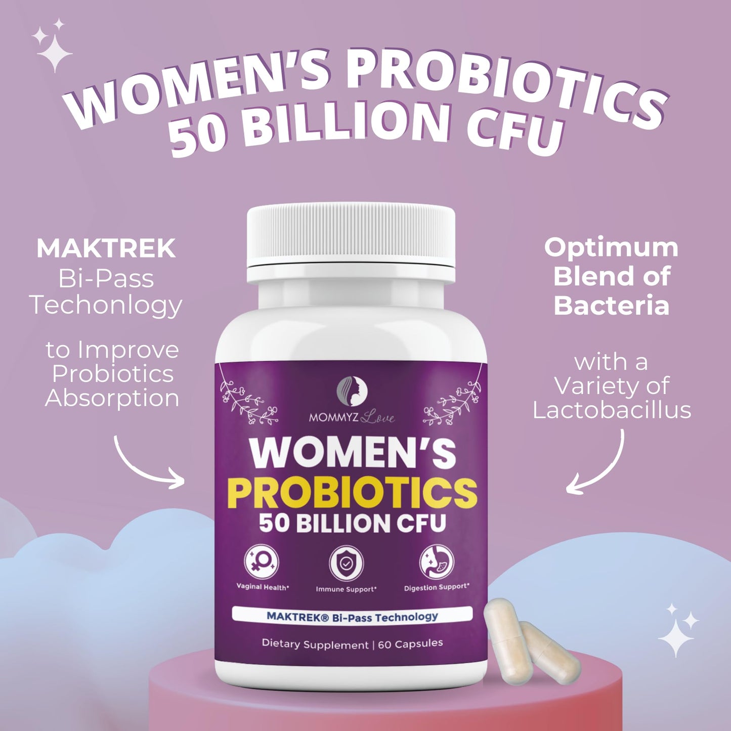 Probiotics for Women Digestive Health + Vaginal Probiotics for Vaginal Odor Control, Balanced PH Levels