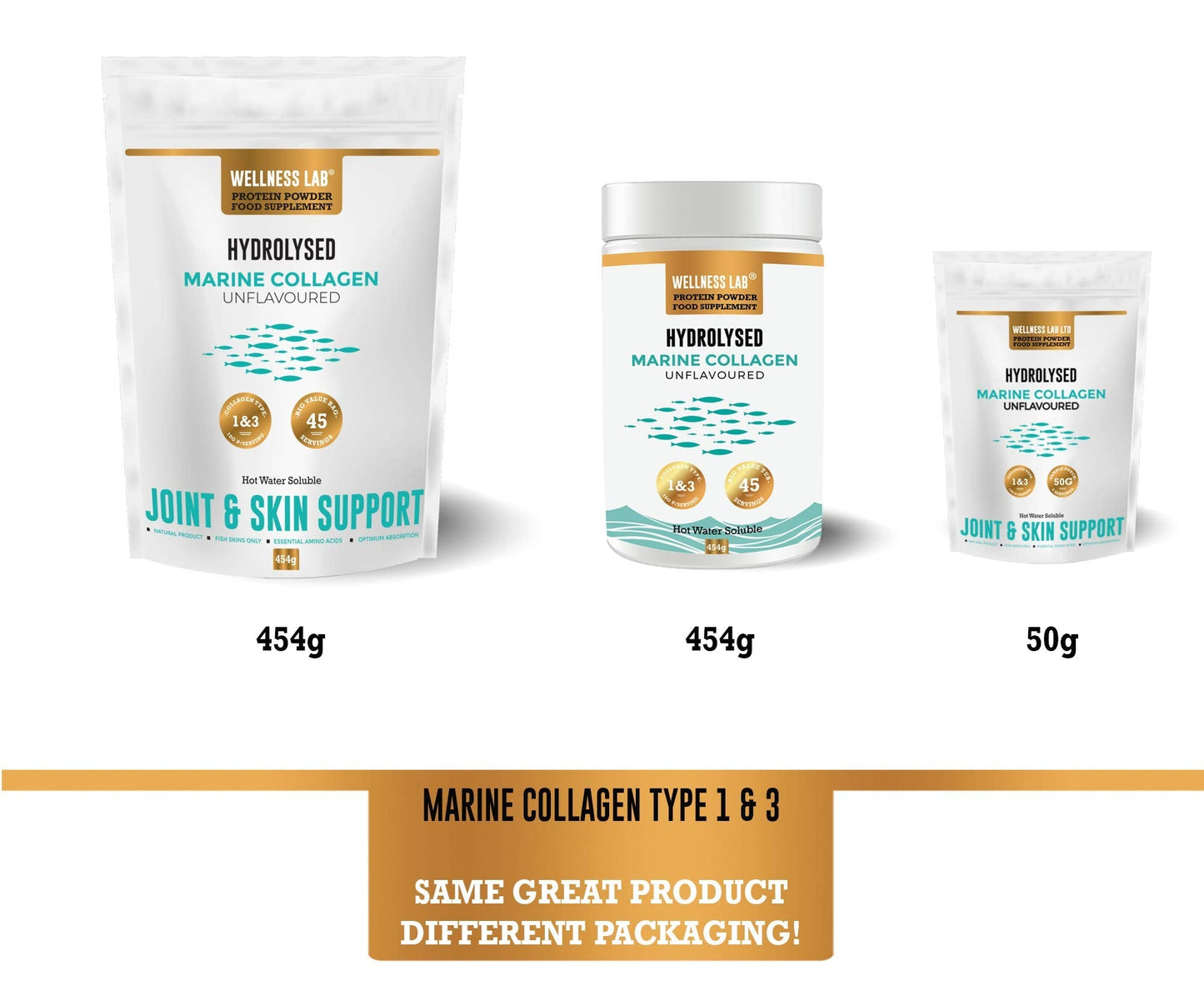Cleanest Marine Collagen Peptides | Wellness Lab 454g | Type I,III | Highest Bioavailability Hydrolysed Protein