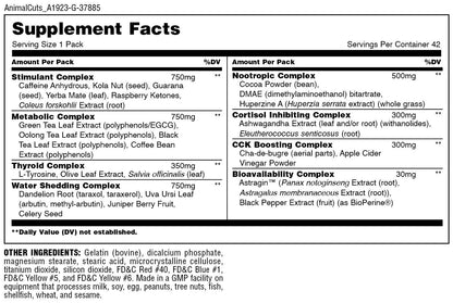 Animal Cuts Thermogenic Fat Burner - Nootropic Weight Loss Management Diet Pills