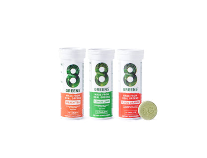 8Greens Lemon & Lime, Blood Orange, Peach Variety Pack - Daily Super Greens Vitamins 