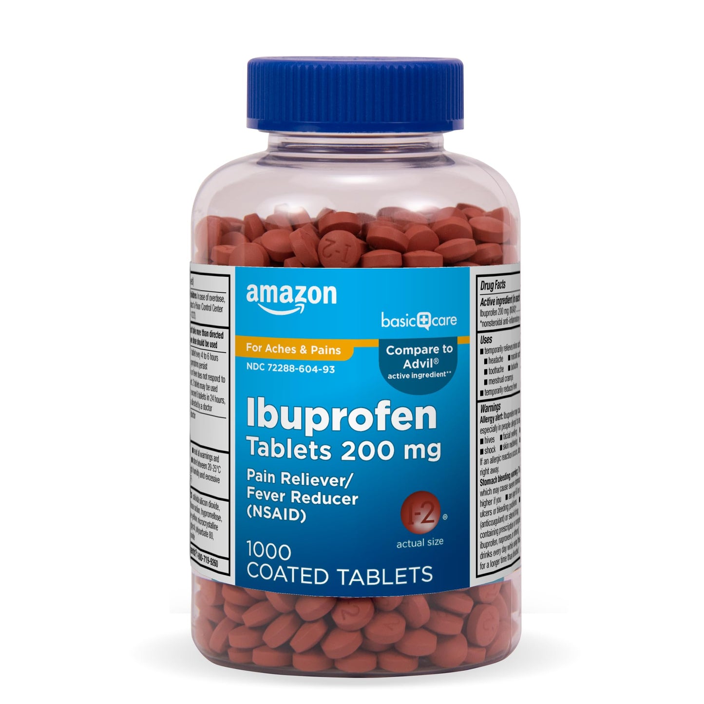 Amazon Basic Care Ibuprofen Tablets, Fever Reducer and Pain Relief from Body Aches