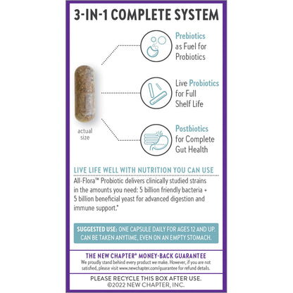 New Chapter Probiotic All-Flora - 60 ct (2 Month Supply) for Advanced Digestion